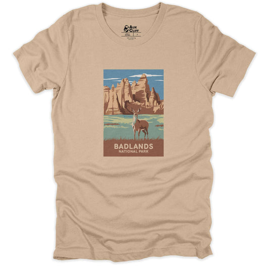 AukCliff USA National Park T-shirt Tan / S Badlands National Park T-shirt