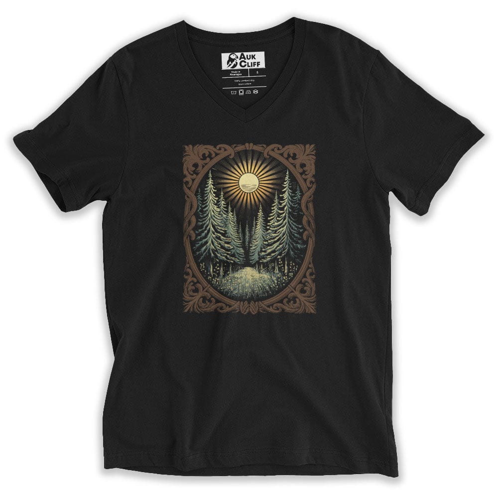 AukCliff V-Neck T-shirt S Solar Forest Tapestry V-Neck T-Shirt