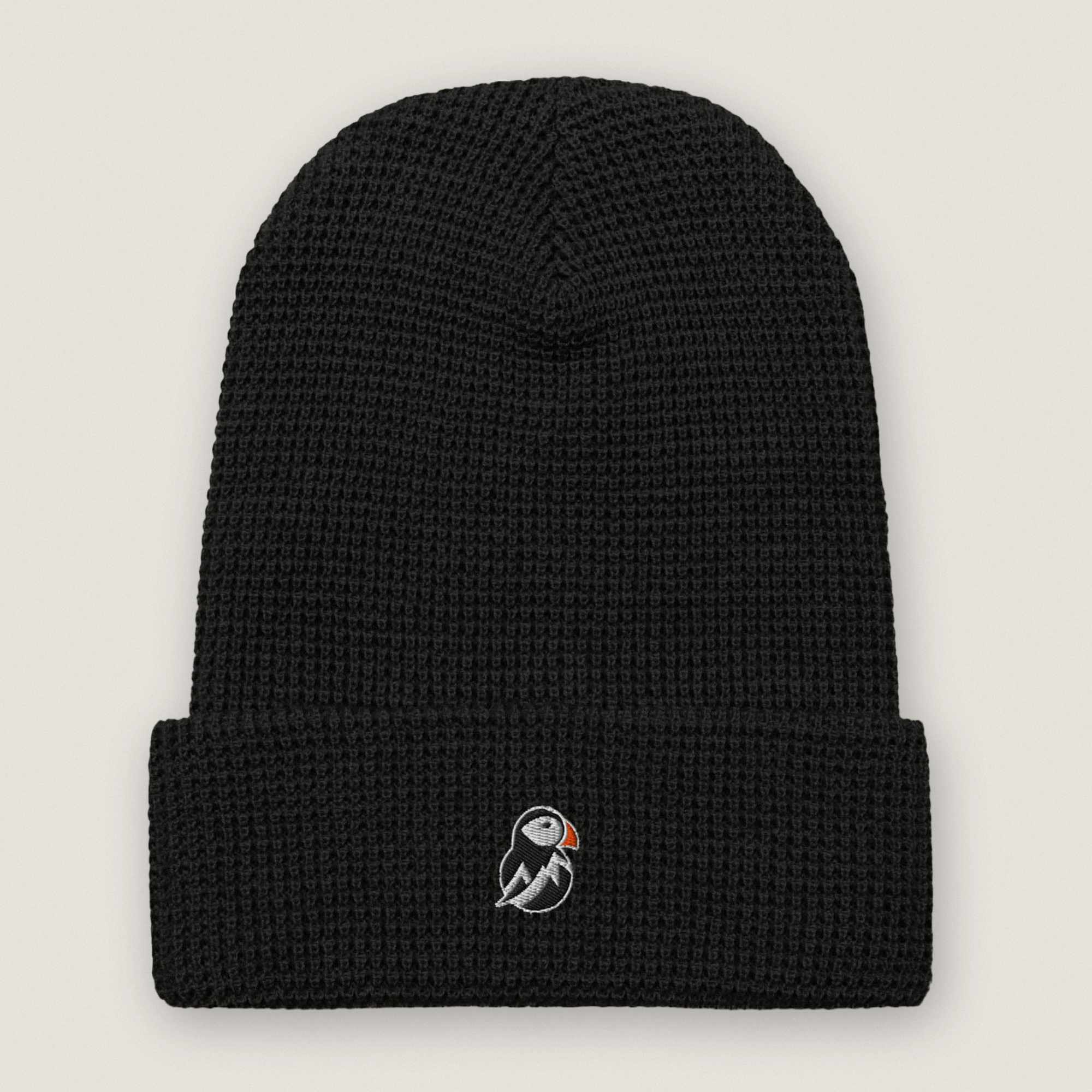 AukCliff Waffle Beanie Black Waffle Beanie