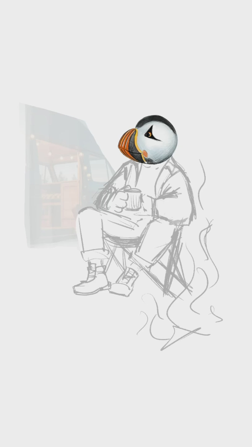 Captain Puffin Van Life Campfire Sweatshirt