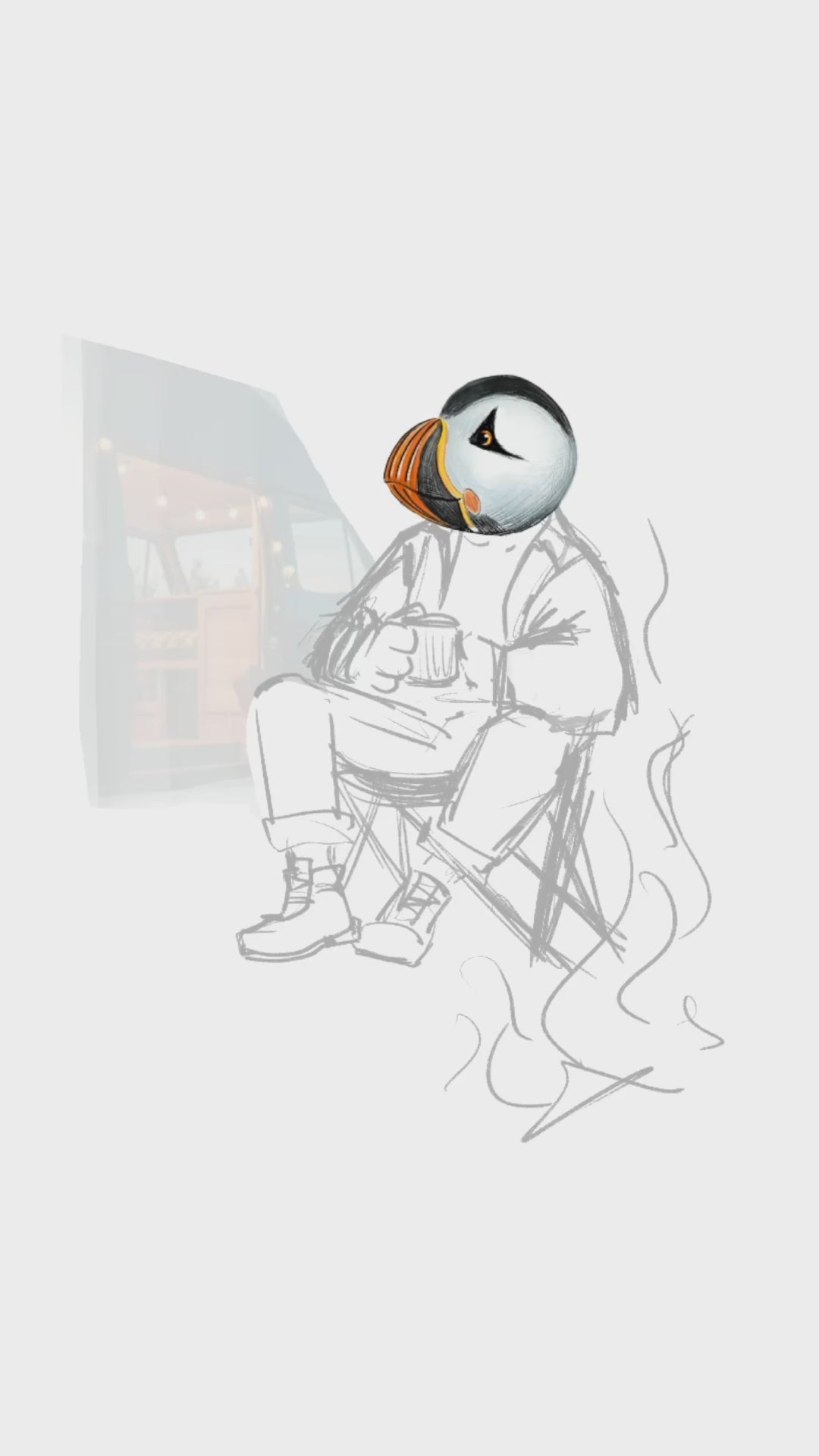 Captain Puffin Van Life Campfire Sweatshirt