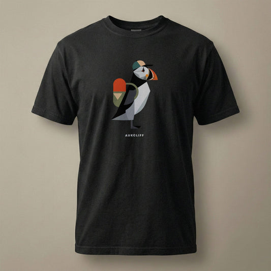 Printify T-Shirt Black / S Geometric Puffin Trekker T-shirt