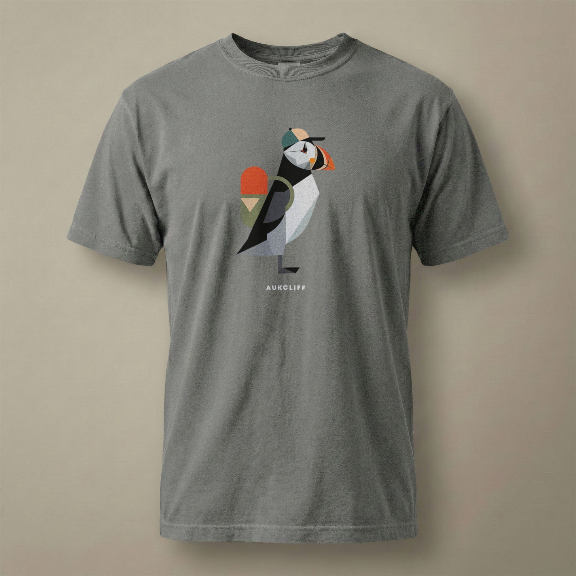 Printify T-Shirt Grey / S Geometric Puffin Trekker T-shirt