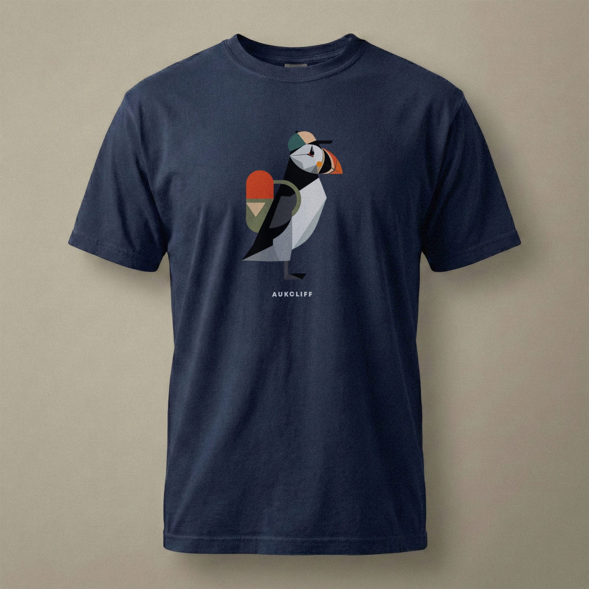 Printify T-Shirt True Navy / S Geometric Puffin Trekker T-shirt