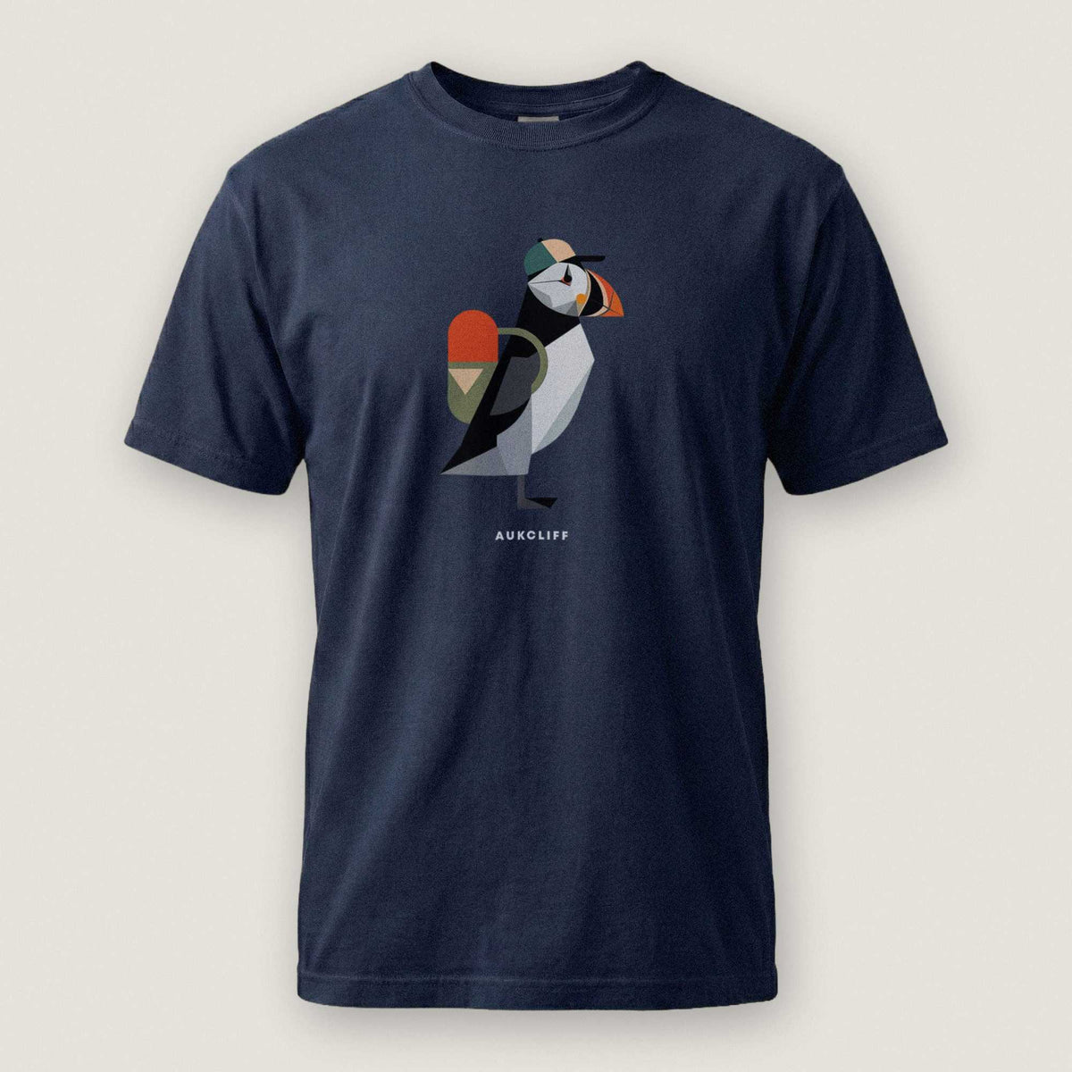 Printify T-Shirt True Navy / S Geometric Puffin Trekker T-shirt