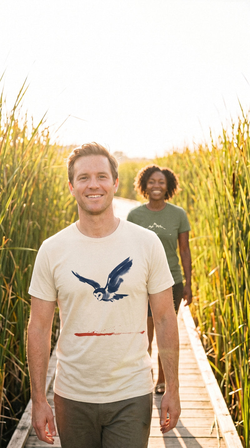 AukCliff Sumi brush-ink t-shirts worn outdoors, photo 3