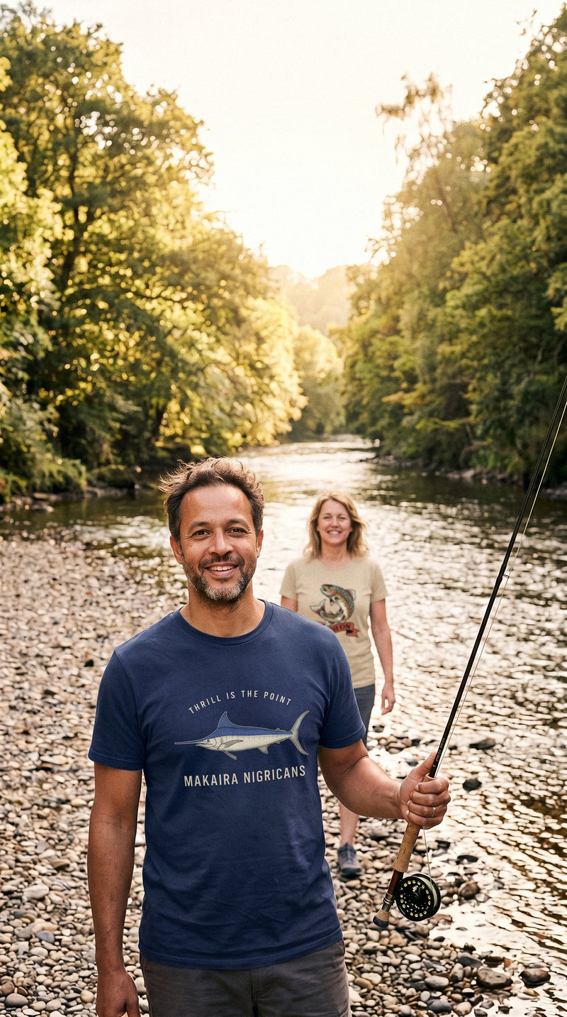 AukCliff t-shirts worn at a river bank, photo 3