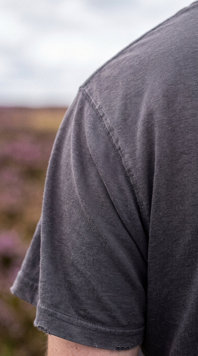 AukCliff t-shirts worn at a moorland path, photo 2