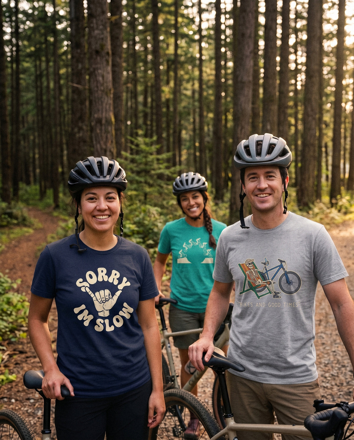 AukCliff t-shirts worn at a forest trail, photo 1