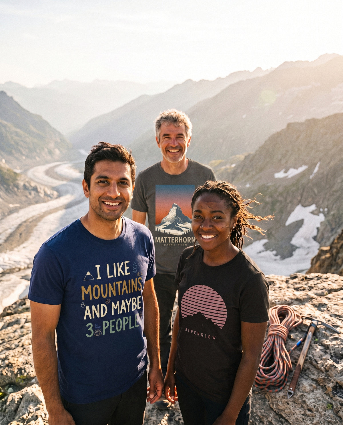 AukCliff t-shirts worn at a high alpine col, photo 1