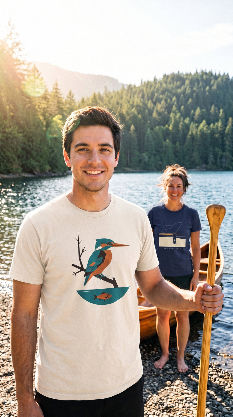 AukCliff t-shirts worn at a lake shore, photo 3