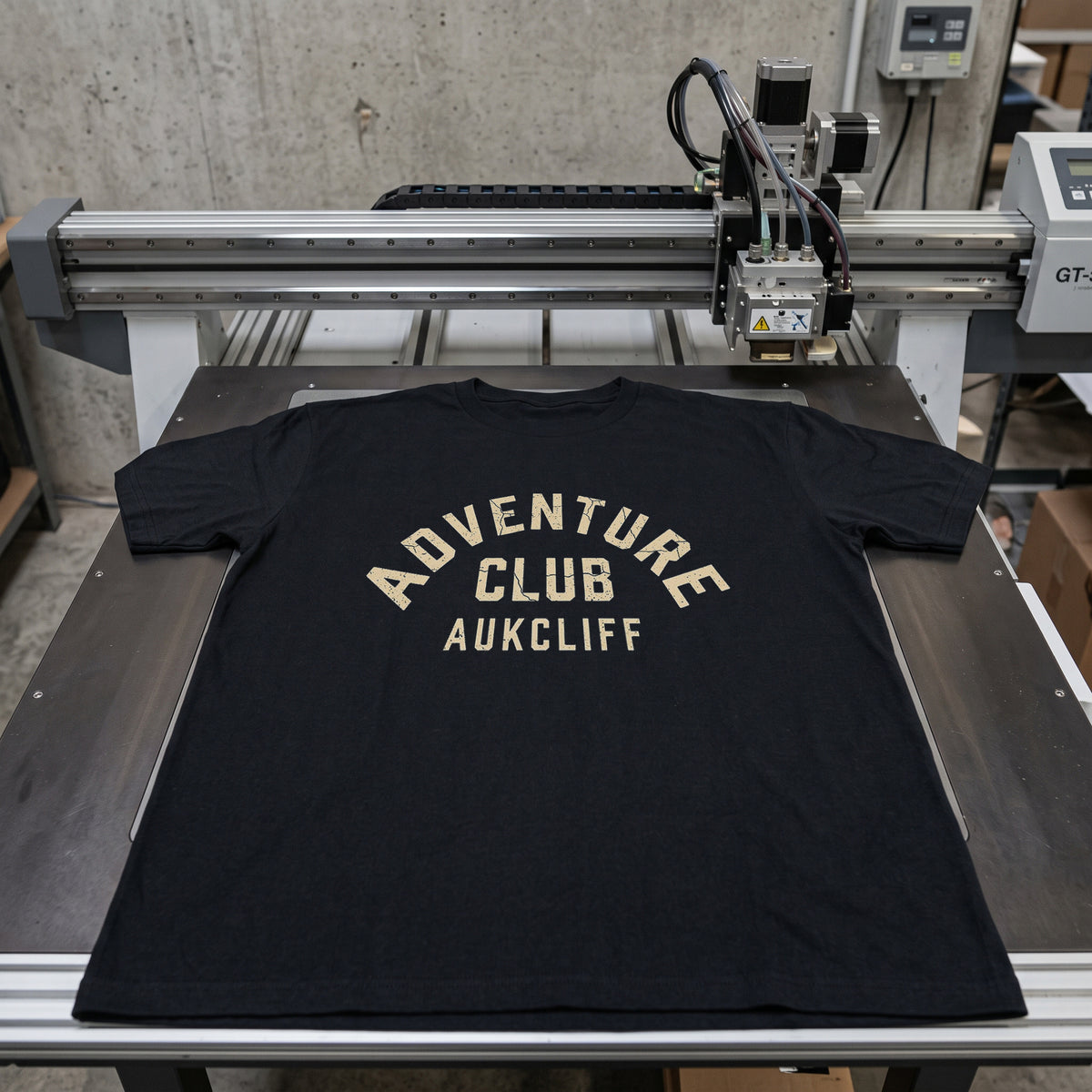 Folded tees on the workshop bench