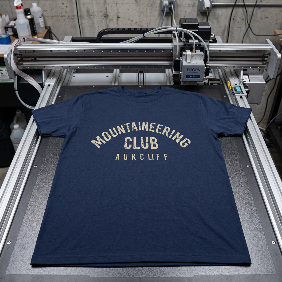 Folded tees on the workshop bench