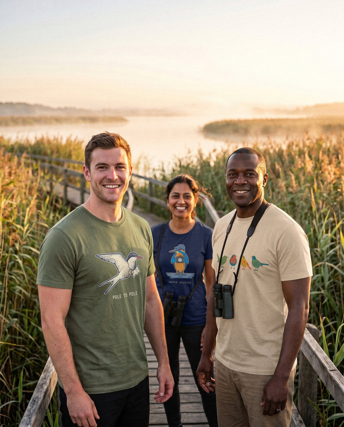 AukCliff t-shirts worn at an estuary boardwalk, photo 1